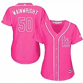 Glued Women's St. Louis Cardinals #50 Adam Wainwright Pink New Cool Base Jersey WEM,baseball caps,new era cap wholesale,wholesale hats