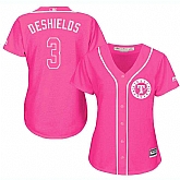 Glued Women's Texas Rangers #3 Delino Deshields Pink New Cool Base Jersey WEM,baseball caps,new era cap wholesale,wholesale hats