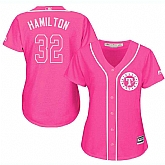 Glued Women's Texas Rangers #32 Josh Hamilton Pink New Cool Base Jersey WEM,baseball caps,new era cap wholesale,wholesale hats