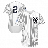 New York Yankees #2 Derek Jeter White w Retirement Captain Patch Flexbase Stitched Jersey JiaSu,baseball caps,new era cap wholesale,wholesale hats