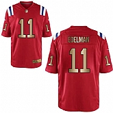 Nike New England Patriots #11 Julian Edelman Red Gold Game Jersey Dingwo,baseball caps,new era cap wholesale,wholesale hats