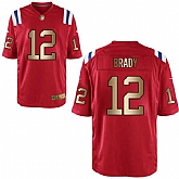Nike New England Patriots #12 Tom Brady Red Gold Game Jersey Dingwo,baseball caps,new era cap wholesale,wholesale hats