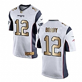 Nike New England Patriots #12 Tom Brady White Gold Game Jersey Dingwo,baseball caps,new era cap wholesale,wholesale hats