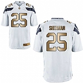 Nike Seattle Seahawks #25 Richard Sherman White Gold Game Jersey Dingwo,baseball caps,new era cap wholesale,wholesale hats