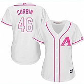 Women Arizona Diamondbacks #46 Patrick Corbin White Pink New Cool Base Jersey JiaSu,baseball caps,new era cap wholesale,wholesale hats