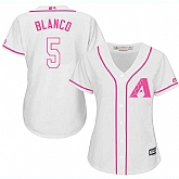 Women Arizona Diamondbacks #5 Henry Blanco White Pink New Cool Base Jersey JiaSu,baseball caps,new era cap wholesale,wholesale hats