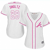 Women Atlanta Braves #29 John Smoltz White Pink New Cool Base Jersey JiaSu,baseball caps,new era cap wholesale,wholesale hats