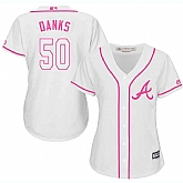Women Atlanta Braves #50 John Danks White Pink New Cool Base Jersey JiaSu,baseball caps,new era cap wholesale,wholesale hats