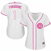 Women Chicago Cubs #1 Kosuke Fukudome White Pink New Cool Base Jersey JiaSu,baseball caps,new era cap wholesale,wholesale hats