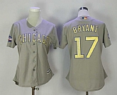 Women Chicago Cubs #17 Kris Bryant Gray World Series Champions Gold Program New Cool Base Jersey,baseball caps,new era cap wholesale,wholesale hats