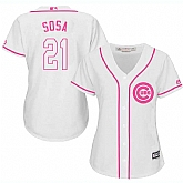 Women Chicago Cubs #21 Sammy Sosa White Pink New Cool Base Jersey JiaSu,baseball caps,new era cap wholesale,wholesale hats