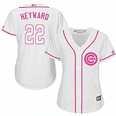 Women Chicago Cubs #22 Jason Heyward White Pink New Cool Base Jersey JiaSu,baseball caps,new era cap wholesale,wholesale hats