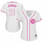 Women Chicago Cubs #31 Ferguson Jenkins White Pink New Cool Base Jersey JiaSu,baseball caps,new era cap wholesale,wholesale hats