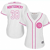 Women Chicago Cubs #38 Mike Montgomery White Pink New Cool Base Jersey JiaSu,baseball caps,new era cap wholesale,wholesale hats