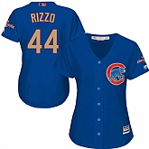 Women Chicago Cubs #44 Anthony Rizzo Blue World Series Champions Gold Program New Cool Base Jersey JiaSu,baseball caps,new era cap wholesale,wholesale hats