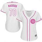 Women Chicago Cubs #70 Joe Maddon White Pink New Cool Base Jersey JiaSu,baseball caps,new era cap wholesale,wholesale hats