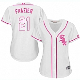 Women Chicago White Sox #21 Todd Frazier White Pink New Cool Base Jersey JiaSu,baseball caps,new era cap wholesale,wholesale hats