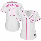 Women Cleveland Indians #10 Edwin Encarnacion White Pink New Cool Base Jersey JiaSu,baseball caps,new era cap wholesale,wholesale hats