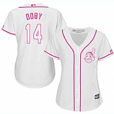 Women Cleveland Indians #14 Larry Doby White Pink New Cool Base Jersey JiaSu,baseball caps,new era cap wholesale,wholesale hats
