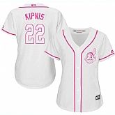 Women Cleveland Indians #22 Jason Kipnis White Pink New Cool Base Jersey JiaSu,baseball caps,new era cap wholesale,wholesale hats