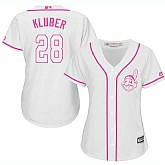 Women Cleveland Indians #28 Corey Kluber White Pink New Cool Base Jersey JiaSu,baseball caps,new era cap wholesale,wholesale hats