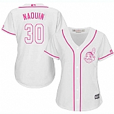 Women Cleveland Indians #30 Tyler Naquin White Pink New Cool Base Jersey JiaSu,baseball caps,new era cap wholesale,wholesale hats