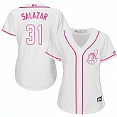 Women Cleveland Indians #31 Danny Salazar White Pink New Cool Base Jersey JiaSu,baseball caps,new era cap wholesale,wholesale hats