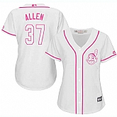 Women Cleveland Indians #37 Cody Allen White Pink New Cool Base Jersey JiaSu,baseball caps,new era cap wholesale,wholesale hats