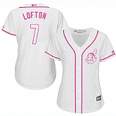 Women Cleveland Indians #7 Kenny Lofton White Pink New Cool Base Jersey JiaSu,baseball caps,new era cap wholesale,wholesale hats