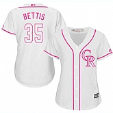 Women Colorado Rockies #35 Chad Bettis White Pink New Cool Base Jersey JiaSu,baseball caps,new era cap wholesale,wholesale hats
