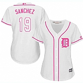 Women Detroit Tigers #19 Anibal Sanchez White Pink New Cool Base Jersey JiaSu,baseball caps,new era cap wholesale,wholesale hats