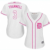 Women Detroit Tigers #3 Alan Trammell White Pink New Cool Base Jersey JiaSu,baseball caps,new era cap wholesale,wholesale hats