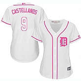 Women Detroit Tigers #9 Nicholas Castellanos White Pink New Cool Base Jersey JiaSu,baseball caps,new era cap wholesale,wholesale hats