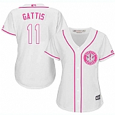 Women Houston Astros #11 Evan Gattis White Pink New Cool Base Jersey JiaSu,baseball caps,new era cap wholesale,wholesale hats