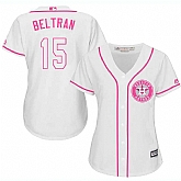 Women Houston Astros #15 Carlos Beltran White Pink New Cool Base Jersey JiaSu,baseball caps,new era cap wholesale,wholesale hats