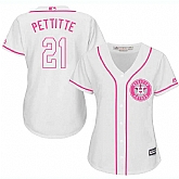 Women Houston Astros #21 Andy Pettitte White Pink New Cool Base Jersey JiaSu,baseball caps,new era cap wholesale,wholesale hats