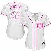 Women Houston Astros #22 Josh Reddick White Pink New Cool Base Jersey JiaSu,baseball caps,new era cap wholesale,wholesale hats