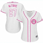 Women Houston Astros #27 Jose Altuve White Pink New Cool Base Jersey JiaSu,baseball caps,new era cap wholesale,wholesale hats