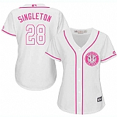 Women Houston Astros #28 Jon Singleton White Pink New Cool Base Jersey JiaSu,baseball caps,new era cap wholesale,wholesale hats