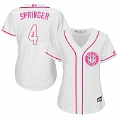 Women Houston Astros #4 George Springer White Pink New Cool Base Jersey JiaSu,baseball caps,new era cap wholesale,wholesale hats