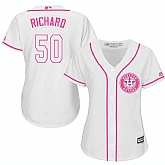 Women Houston Astros #50 J. R. Richard White Pink New Cool Base Jersey JiaSu,baseball caps,new era cap wholesale,wholesale hats