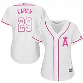 Women Los Angeles Angels of Anaheim #29 Rod Carew White Pink New Cool Base Jersey JiaSu,baseball caps,new era cap wholesale,wholesale hats