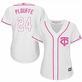 Women Minnesota Twins #24 Trevor Plouffe White Pink New Cool Base Jersey JiaSu,baseball caps,new era cap wholesale,wholesale hats