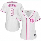 Women Minnesota Twins #3 Glen Perkins White Pink New Cool Base Jersey JiaSu,baseball caps,new era cap wholesale,wholesale hats