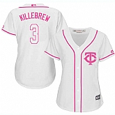 Women Minnesota Twins #3 Harmon Killebrew White Pink New Cool Base Jersey JiaSu,baseball caps,new era cap wholesale,wholesale hats