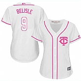 Women Minnesota Twins #9 Matt Belisle White Pink New Cool Base Jersey JiaSu,baseball caps,new era cap wholesale,wholesale hats