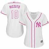 Women New York Yankees #10 Phil Rizzuto White Pink New Cool Base Jersey JiaSu,baseball caps,new era cap wholesale,wholesale hats