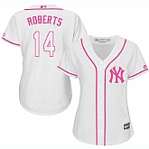 Women New York Yankees #14 Brian Roberts White Pink New Cool Base Jersey JiaSu,baseball caps,new era cap wholesale,wholesale hats