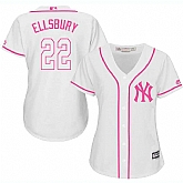 Women New York Yankees #22 Jacoby Ellsbury White Pink New Cool Base Jersey JiaSu,baseball caps,new era cap wholesale,wholesale hats