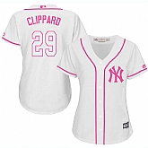 Women New York Yankees #29 Tyler Clippard White Pink New Cool Base Jersey JiaSu,baseball caps,new era cap wholesale,wholesale hats